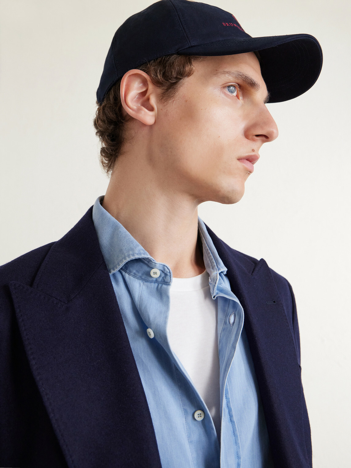 Brunello Cucinelli - Logo-Embroidered Leather-Trimmed Cotton-Twill Baseball Cap - Blue
