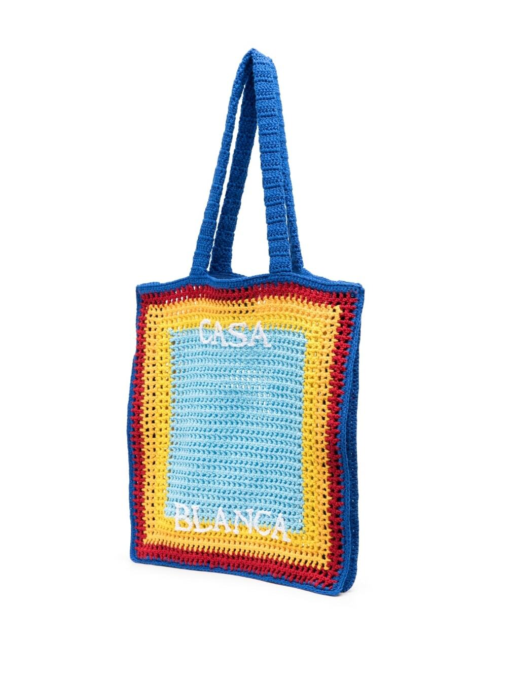 トートバッグ Casablanca Crochet Shopper Bag - Casablanca - Cotton - Blue CASABLANCA Brand-Embroidery Cotton Crochet Tote Bag in Blue