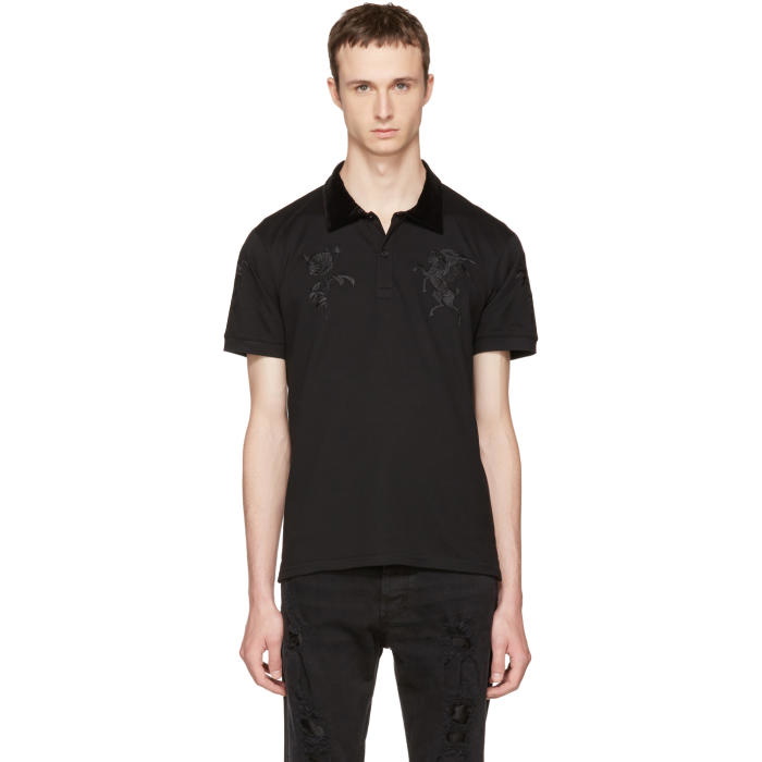 Photo: Alexander McQueen Black Embroidered Polo