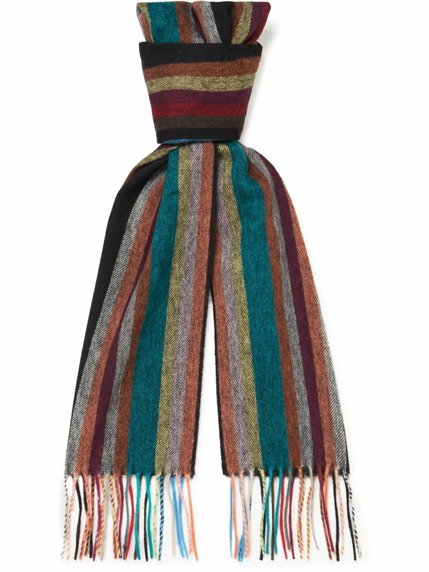 Photo: Paul Smith - Fringed Striped Wool and Cashmere-Blend Scarf