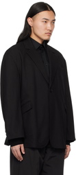 lesugiatelier Black Cotton Twill Blazer