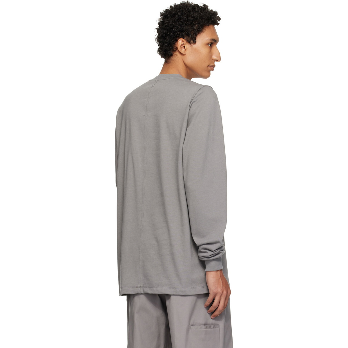 Rick Owens Gray Tower Short Crewneck LS Sweatshirt