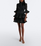 Zimmermann Pleated tie-neck minidress