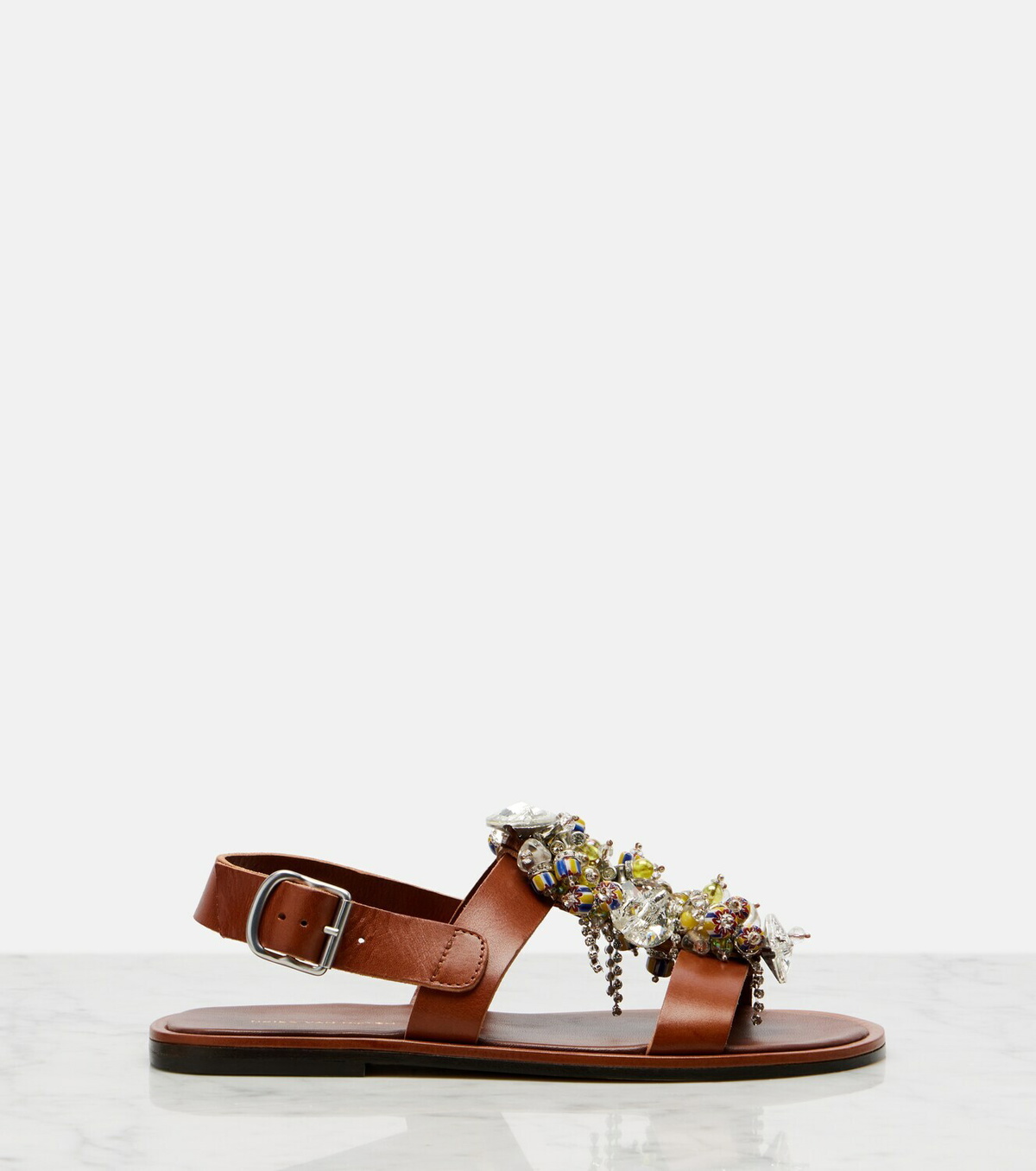 Dries Van Noten Embellished leather slingback sandals