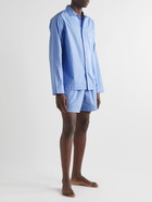 TEKLA - Striped Organic Cotton-Poplin Pyjama Shorts - Blue