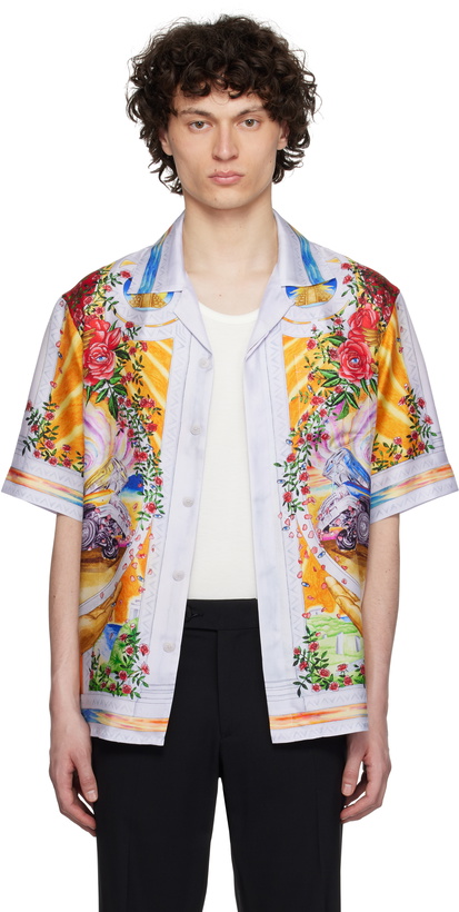 Photo: Casablanca Multicolor 'La Tornade De Rose' Short Sleeve Silk Shirt
