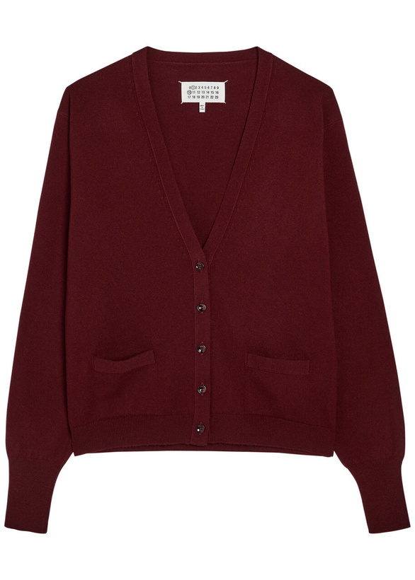 Photo: Maison Margiela V-neck Wool Cardigan Burgundy