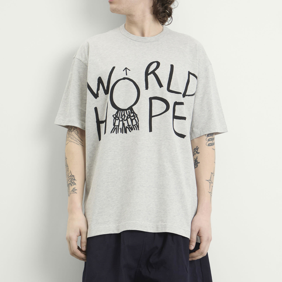 Comme des Garçons SHIRT Men's World Hope T-Shirt in Grey