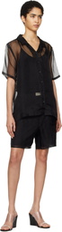 Silk Laundry Black Organza Camp Shirt