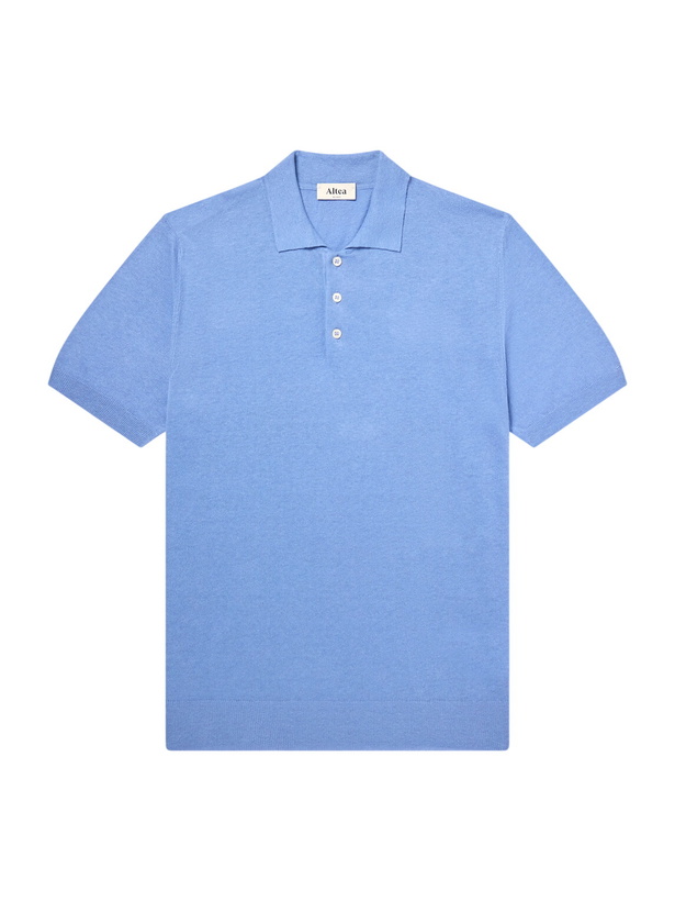 Photo: Altea - Linen and Cotton-Blend Polo Shirt - Blue