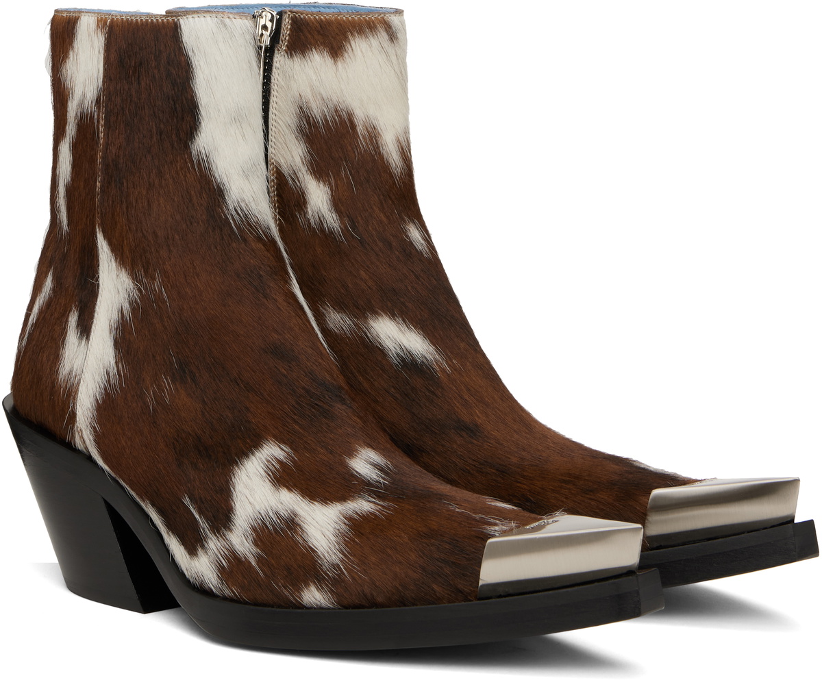 Achilles Ion Gabriel Brown & White Bang Ankle Boots