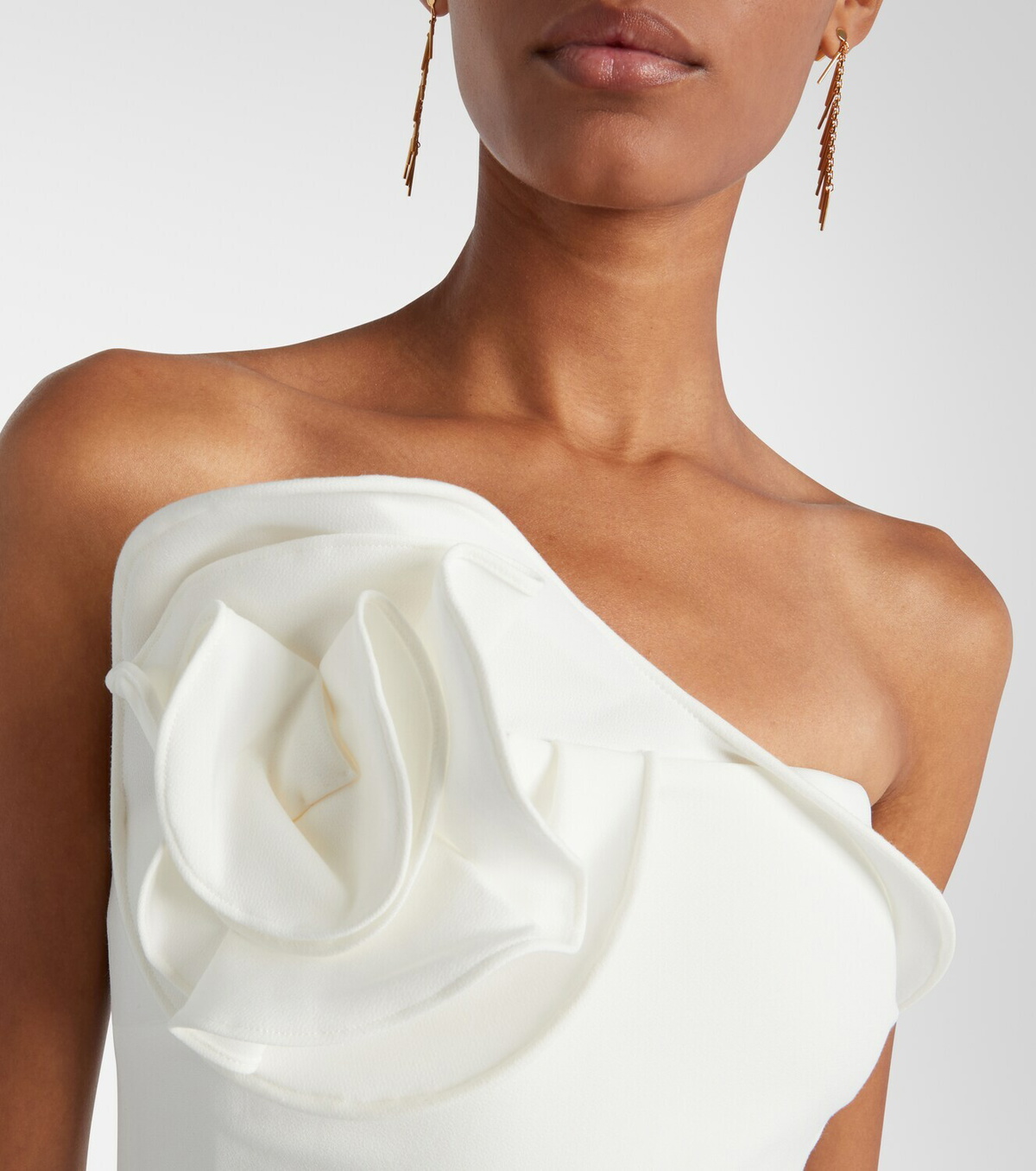 Roland Mouret Floral-appliqué strapless crêpe top