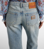 Dolce&Gabbana Leather-trimmed straight jeans