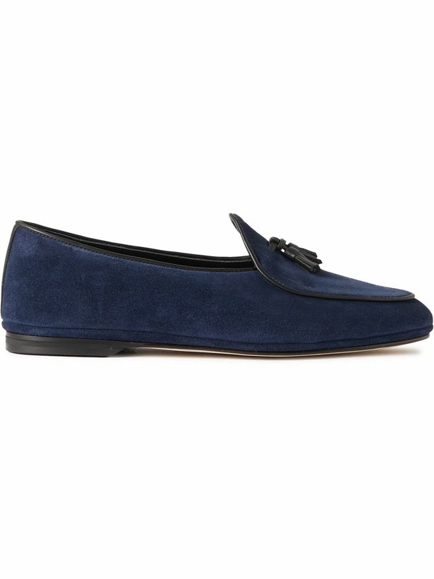 Photo: Rubinacci - Marphy Leather-Trimmed Suede Tasselled Loafers - Blue