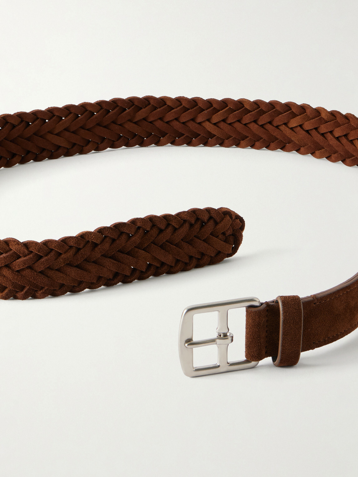 Officine Creative - 3cm Woven Suede Belt - Brown