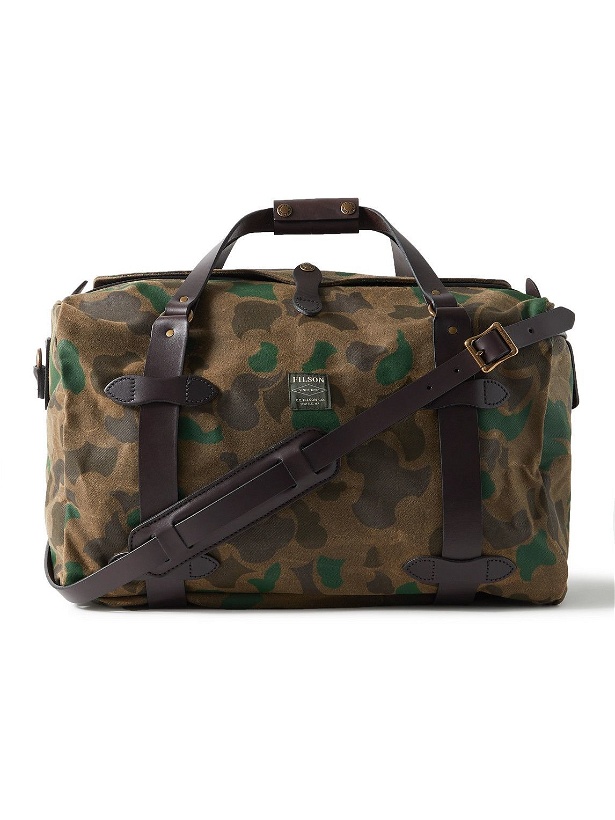 Photo: Filson - Medium Leather-Trimmed Camouflage-Print Waxed Rugged Twill Duffle Bag