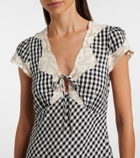 Rixo Amari lace-trimmed checked midi dress