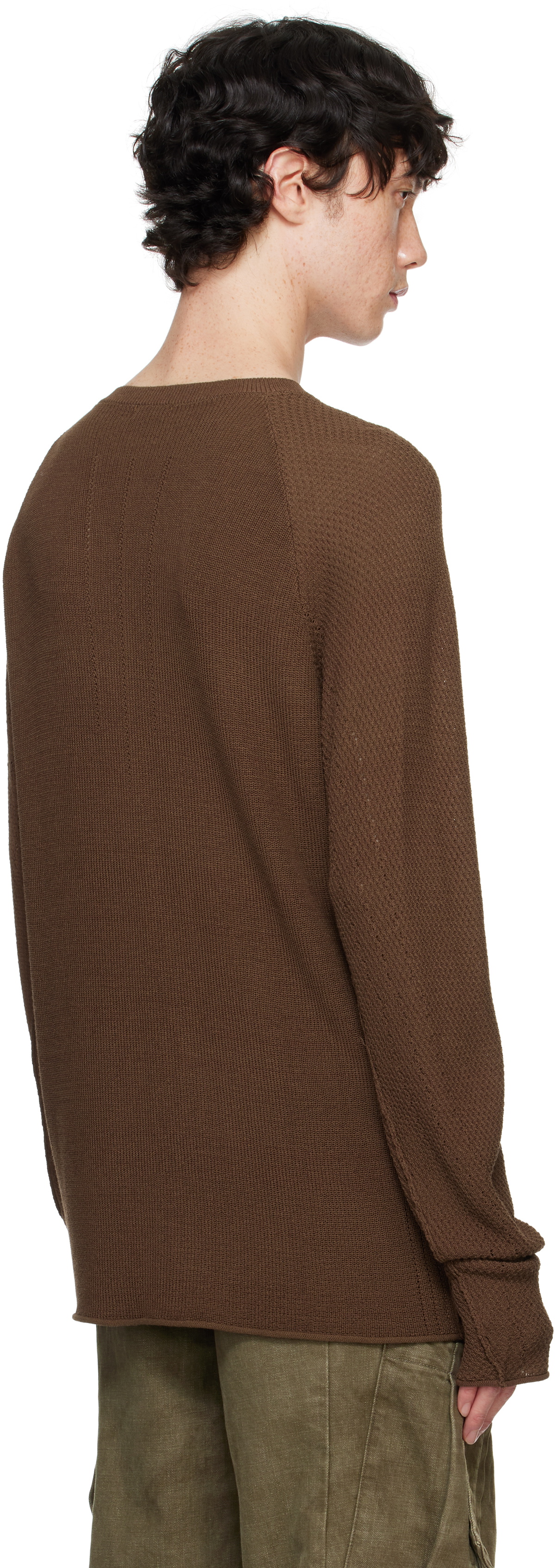 DEVOA Brown Long Sleeve Knit T-shirt
