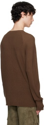DEVOA Brown Long Sleeve Knit T-shirt