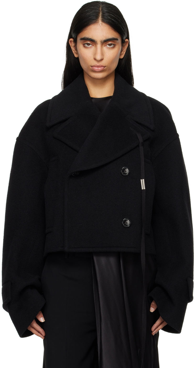 Ann Demeulemeester Black Davin Double-Breasted Short Jacket