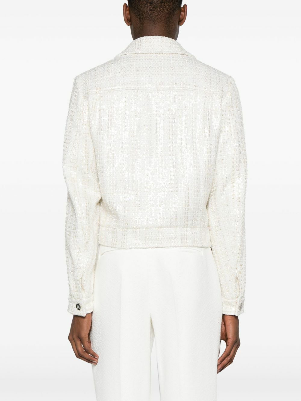 AMIRI White Sequinned Bouclé Jacket Amiri
