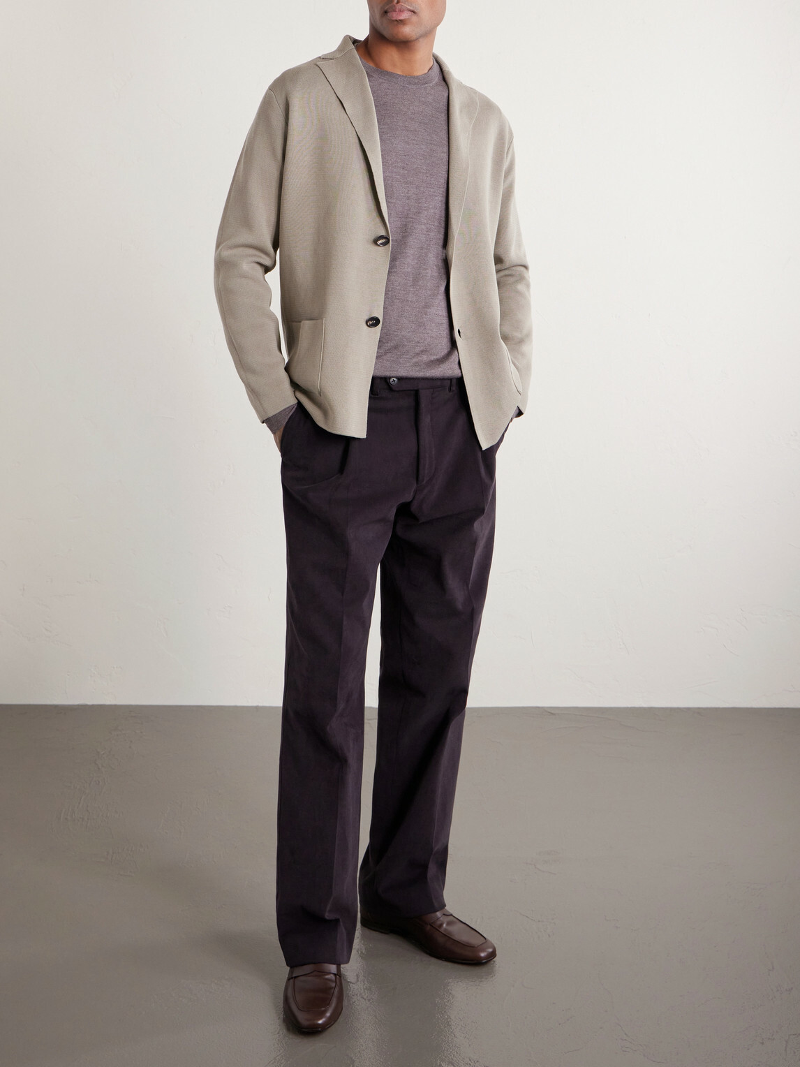 Thom Sweeney - Cotton Crepe Knitted Blazer - Gray