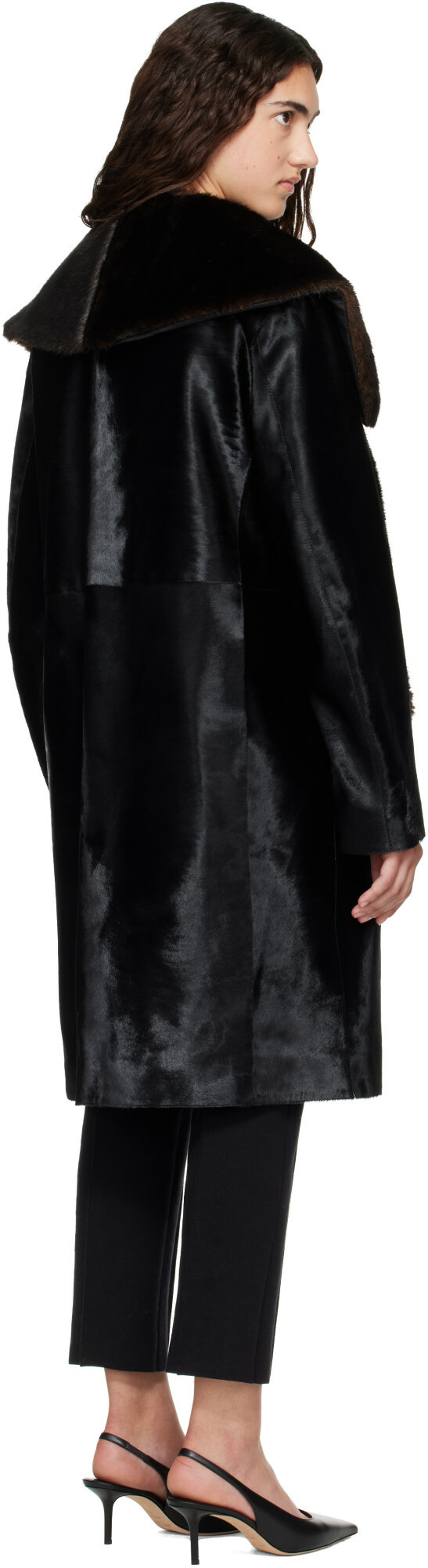 Loulou de Saison Black LOTTA Pony-Effect Leather Coat
