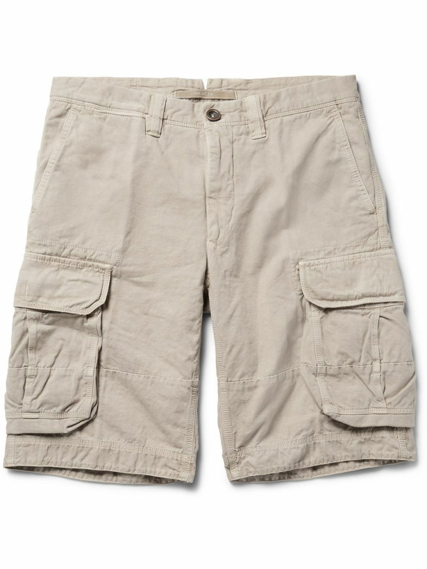 Photo: Incotex - Washed Cotton and Linen-Blend Cargo Shorts - Neutrals