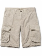 Incotex - Washed Cotton and Linen-Blend Cargo Shorts - Neutrals
