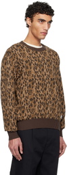 WACKO MARIA Brown Leopard Jacquard Knit Sweater