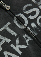 Satoshi Nakamoto Luke Printed Hooded Distressed Cotton Sweatshirt Black