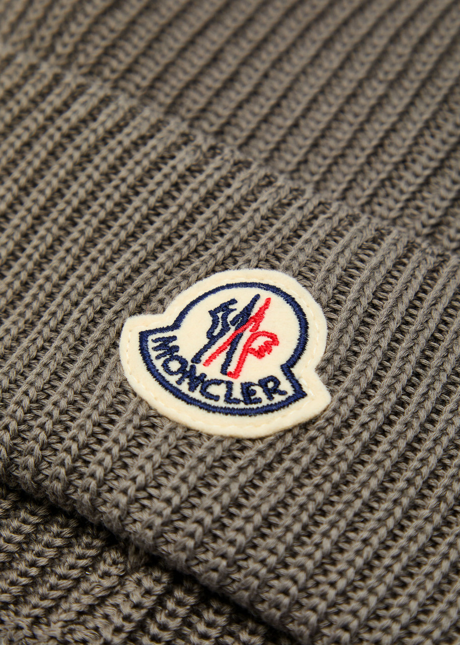 Moncler Logo-appliquéd Cotton Beanie - Grey - One Size