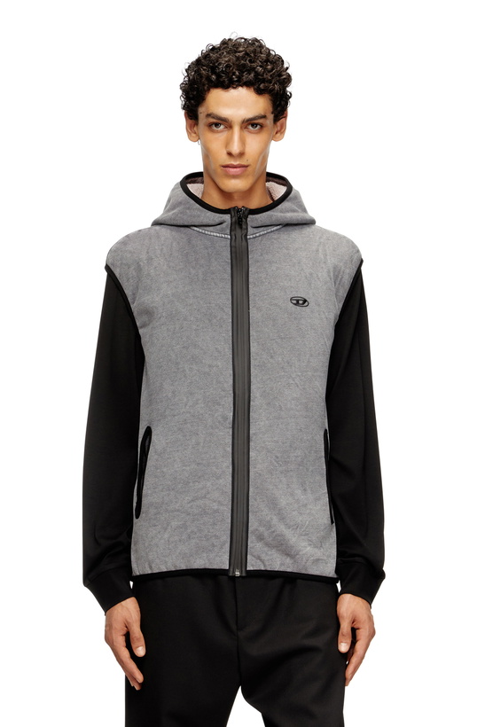 Photo: Diesel Sleeveless zip-up hoodie - Sweaters Mens in Grey