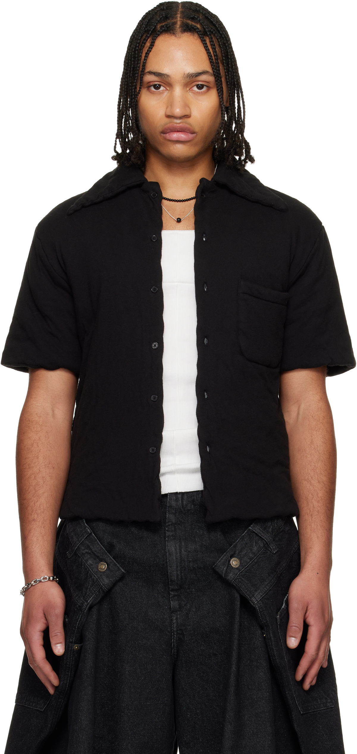 LU'U DAN Black Wadded Shift Shirt