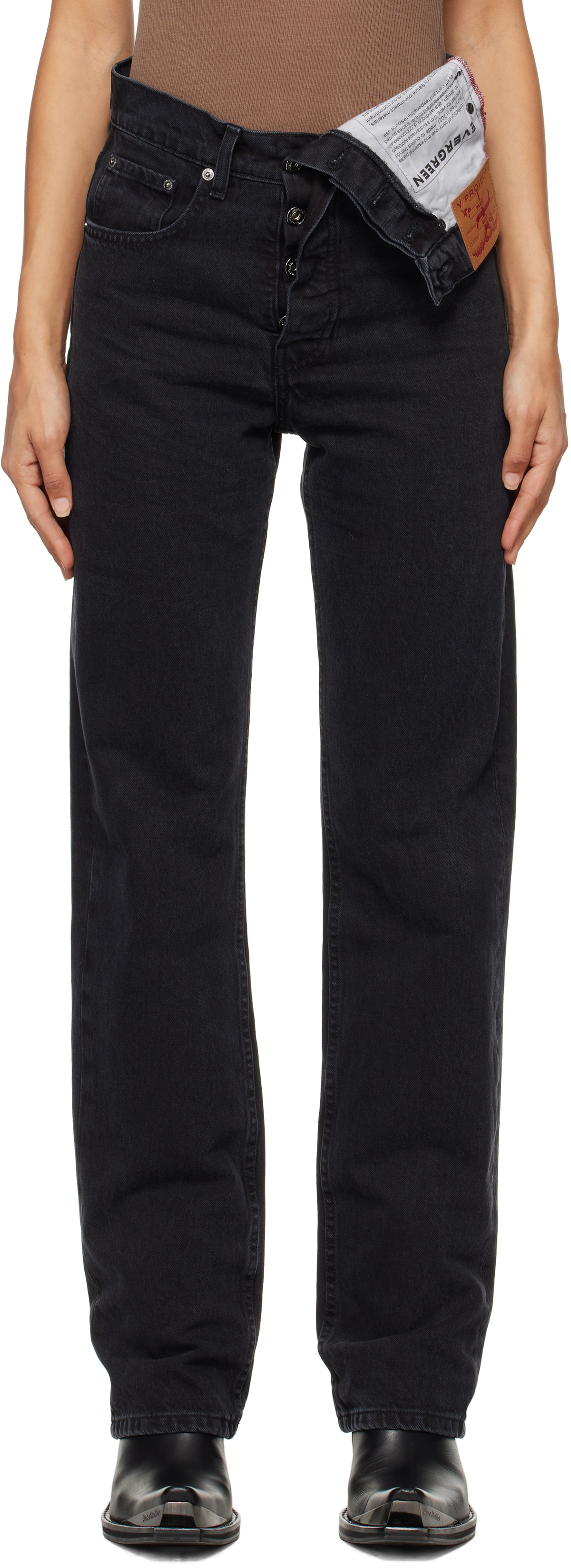 Y/Project Black Evergreen Asymmetric Jeans Y/Project