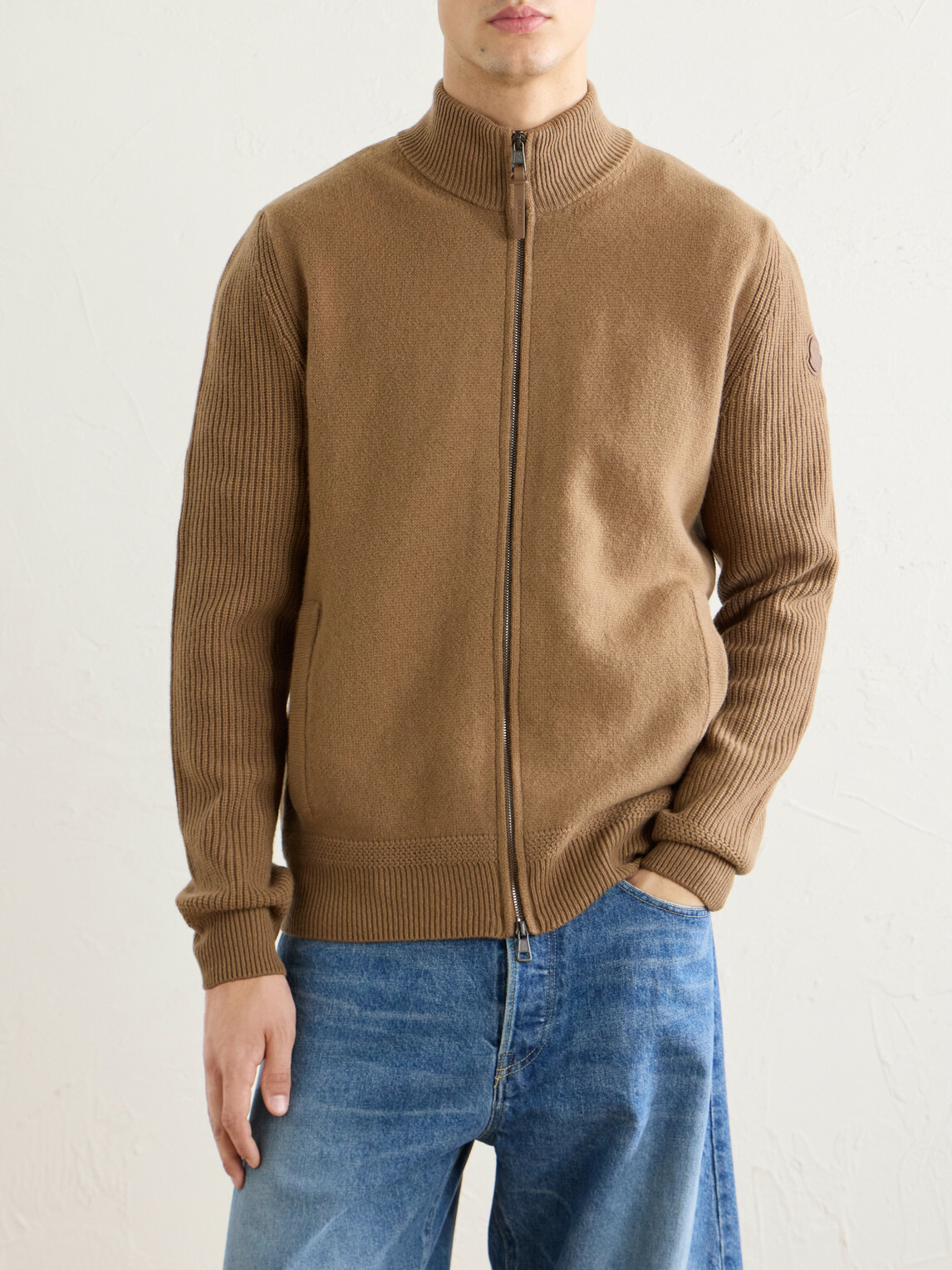 Moncler - Wool and Cashmere-Blend Cardigan - Brown