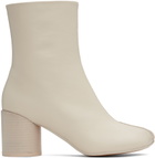 MM6 Maison Margiela Off-White Stitch-Out Leather Ankle Boots