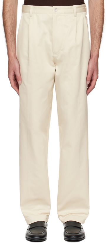 Photo: BOSS Off-White Relaxed-Fit Cropped Trousers