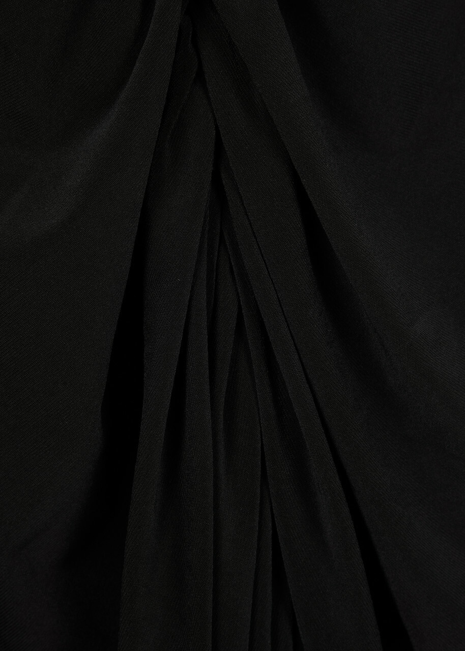 Norma Kamali Diana Asymmetric Ruched Jersey Midi Dress Black