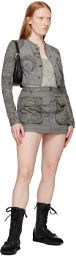 Marine Serre Gray Regenerated Camo Miniskirt