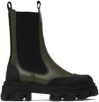 GANNI Khaki Cleated Mid Chelsea Boots