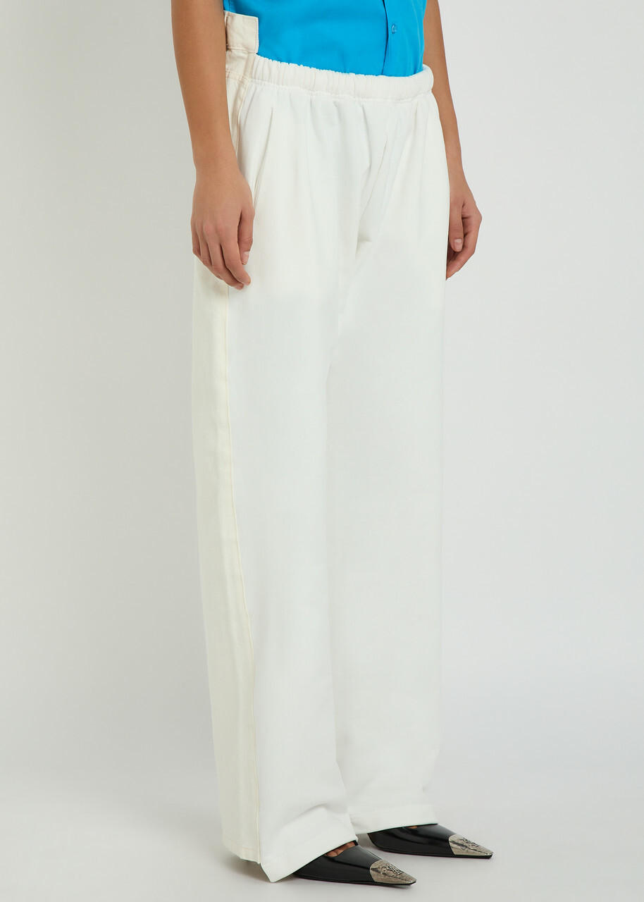 Bettter Contrasting Denim and Cotton Straight-leg Trousers White