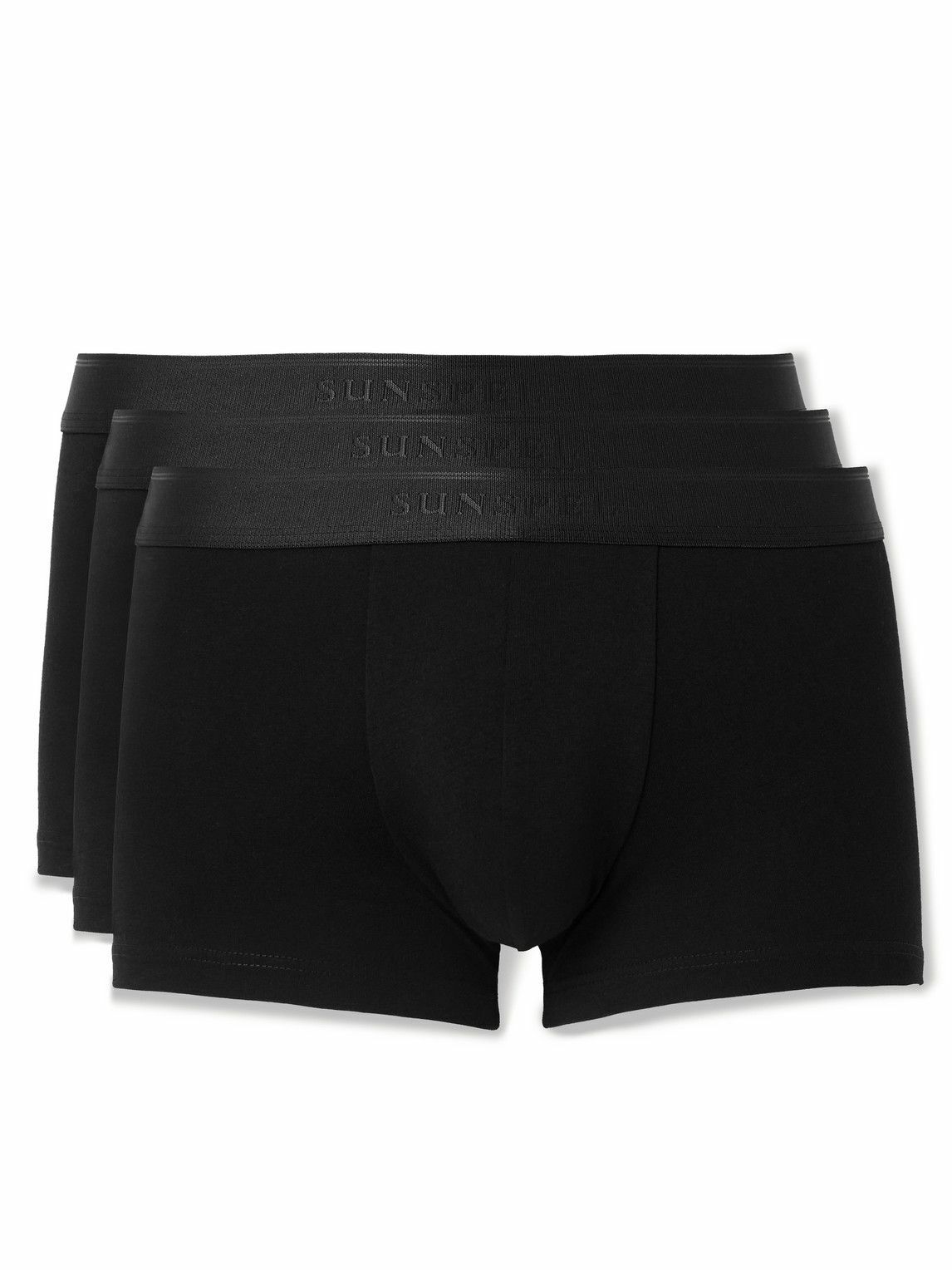 Sunspel - Three-Pack Stretch-Cotton Boxer Briefs - Black