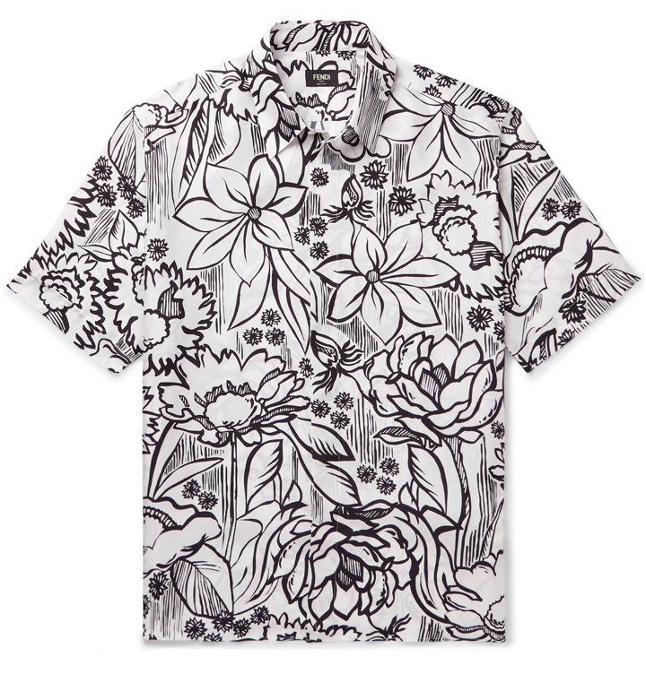 Photo: Fendi - Floral-Print Silk-Twill Shirt - White