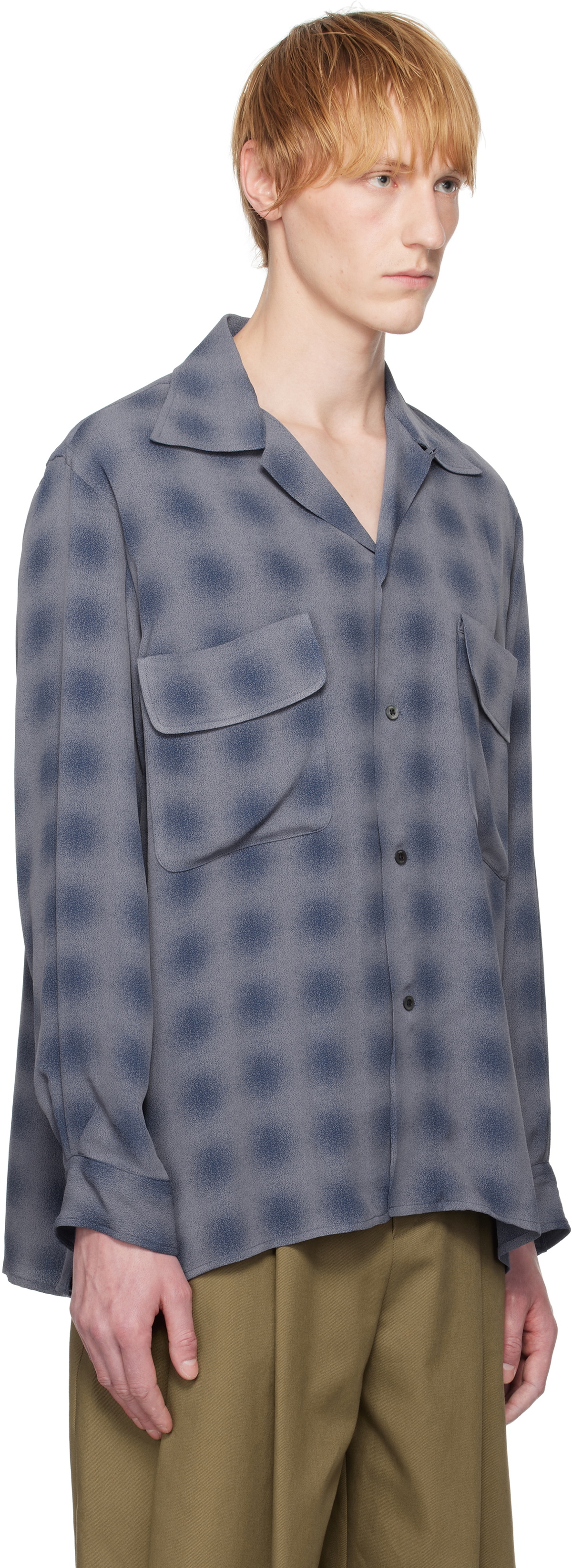 YOKE Blue & Purple Blurred Ombre Plaid Shirt