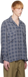 YOKE Blue & Purple Blurred Ombre Plaid Shirt