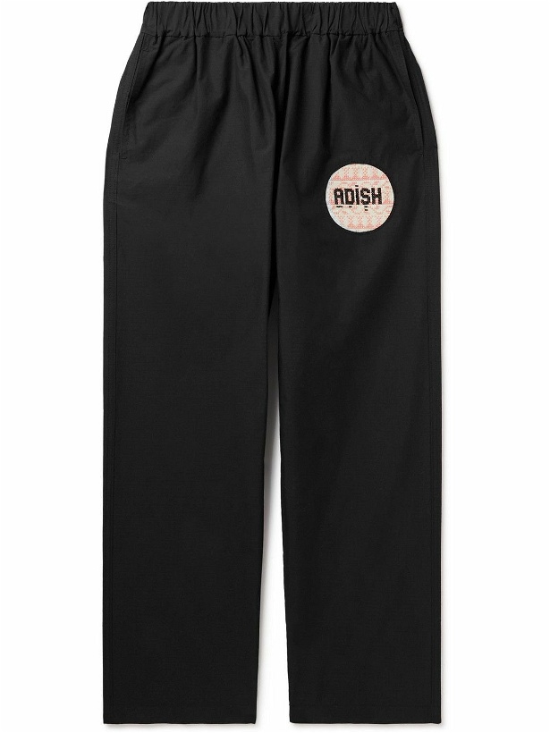 Photo: Adish - Straight-Leg Logo-Appliquéd Cotton-Blend Ripstop Trousers - Black