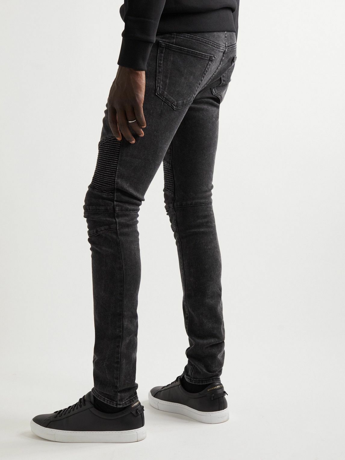 Balmain - Slim-Fit Zip-Detailed Jeans - Black Balmain