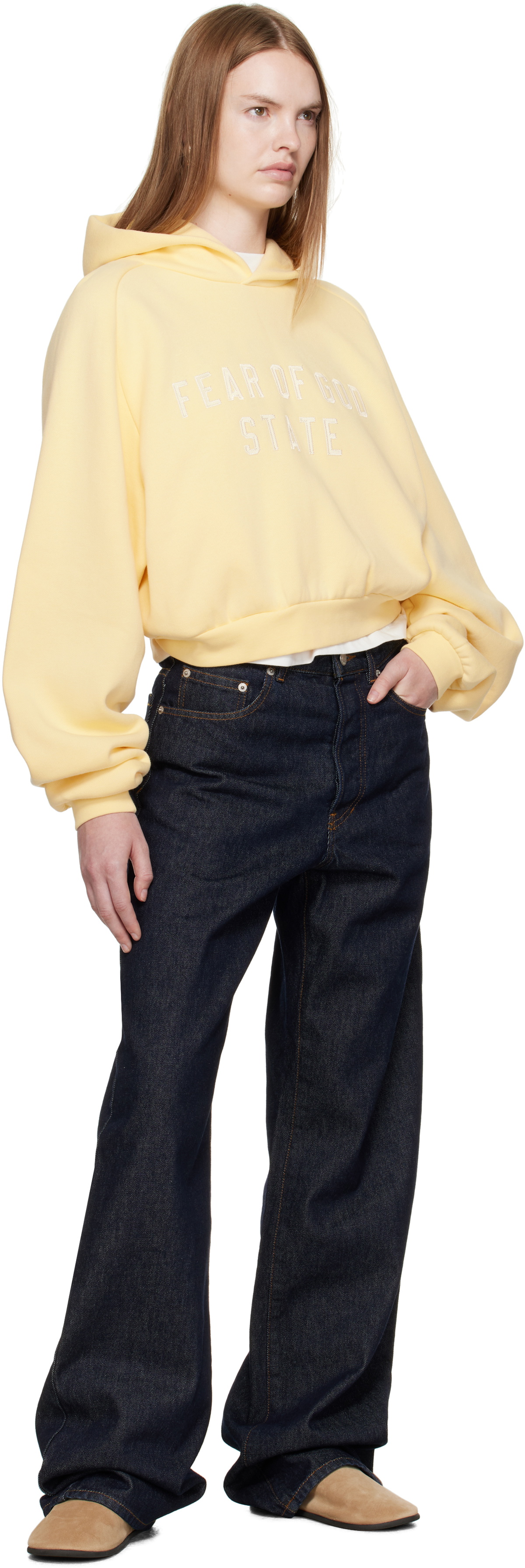 Fear of God ESSENTIALS Yellow Fleece Raglan Hoodie
