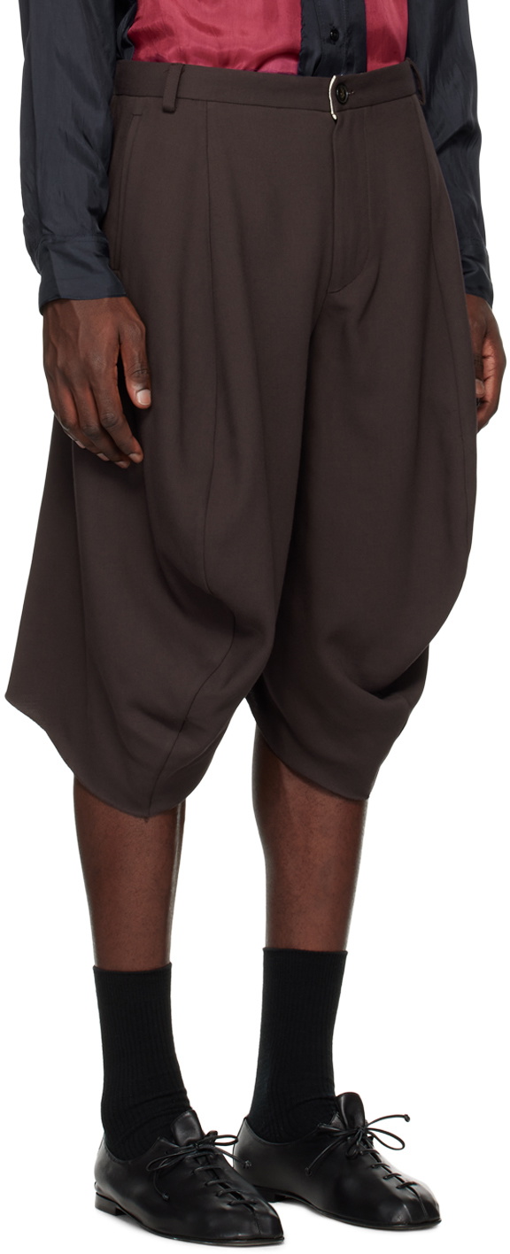Edward Cuming Brown Raw Edge Shorts